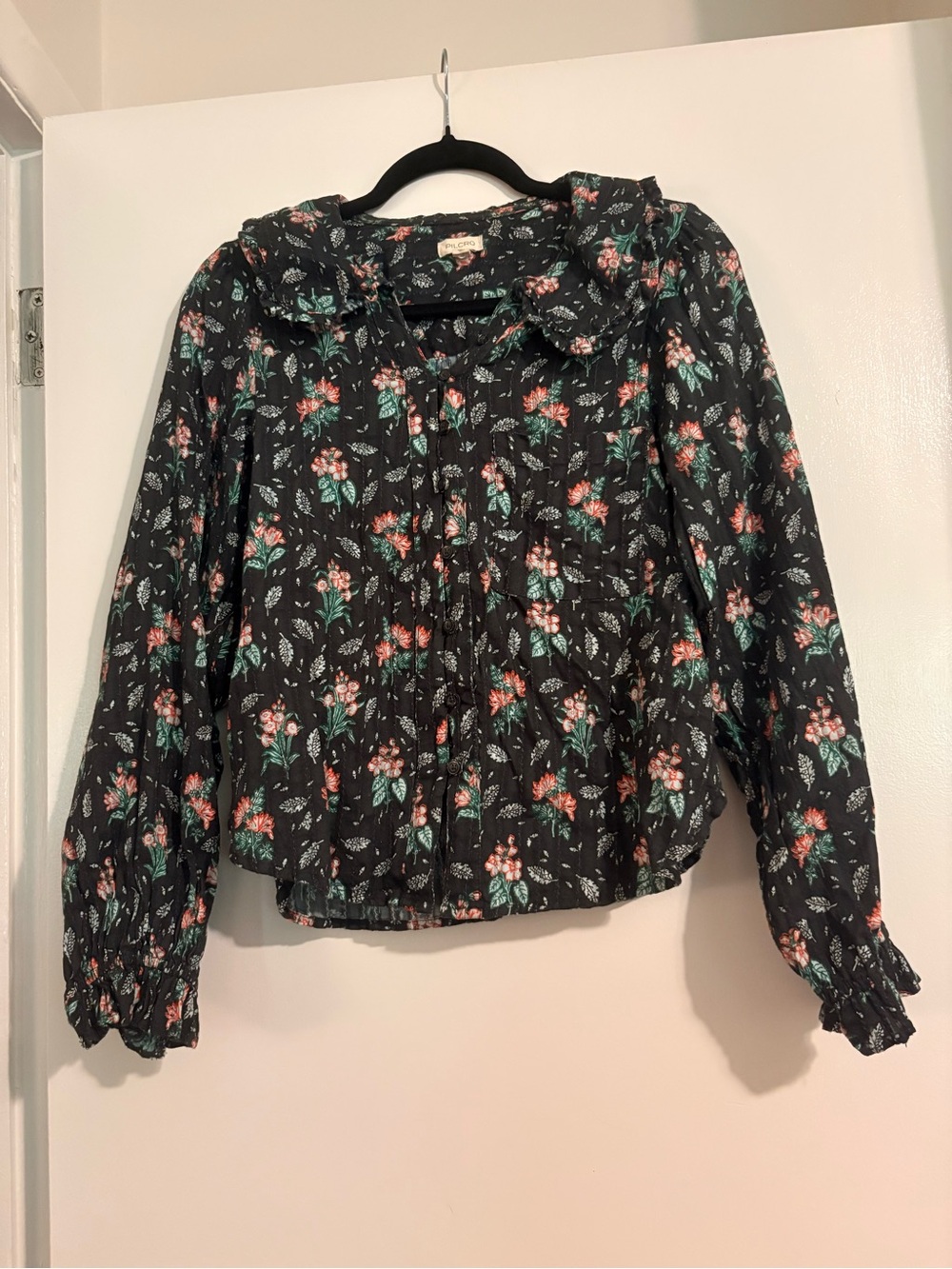Pilcro Keira Collared Button-Front Blouse Medium